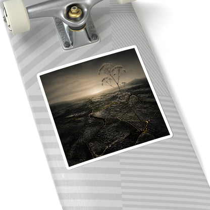Dawn Cracked Earth Sticker - Dark Japandi Mono No Aware