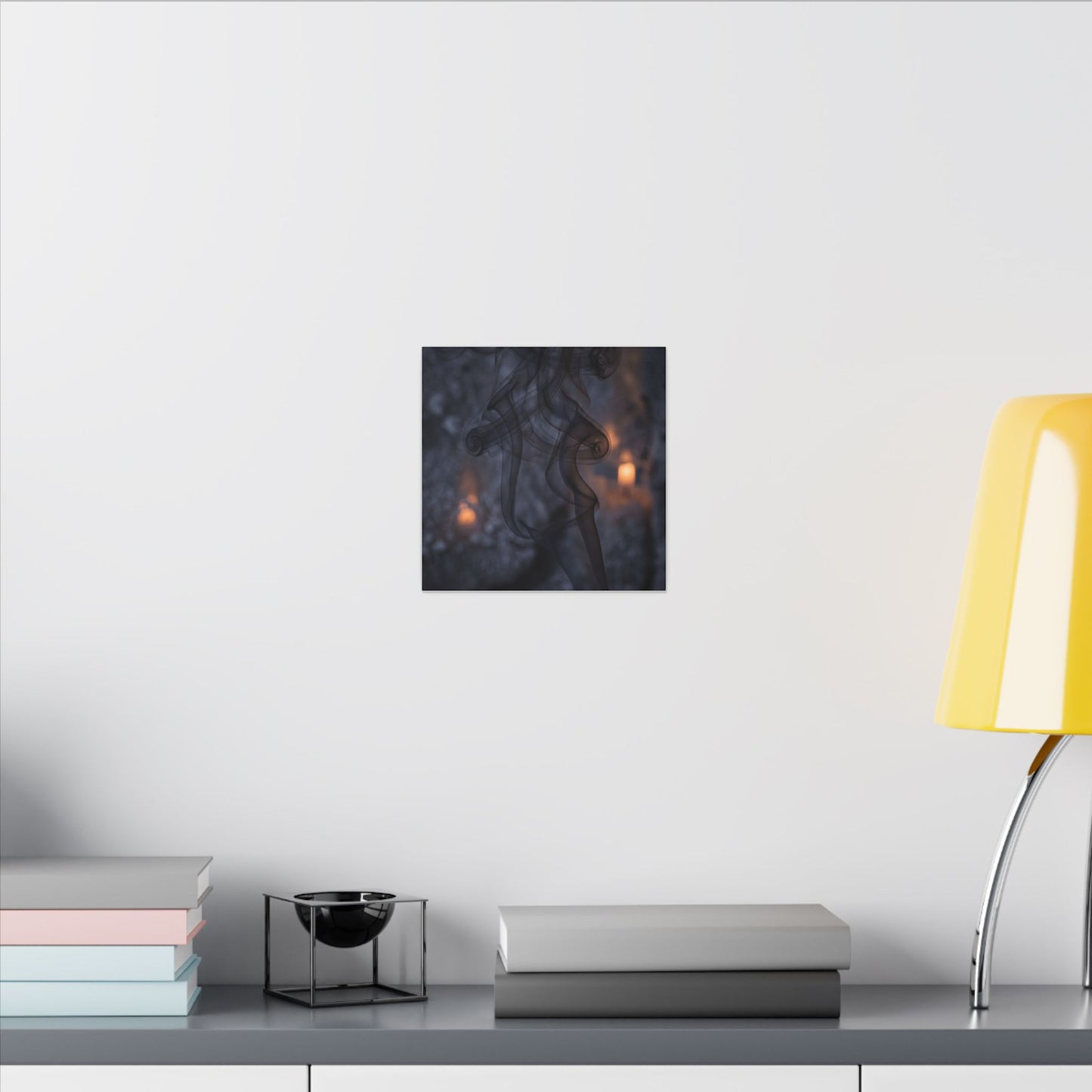 Incense Smoke Winter Canvas Art | Dark Japandi Sophisticated Design