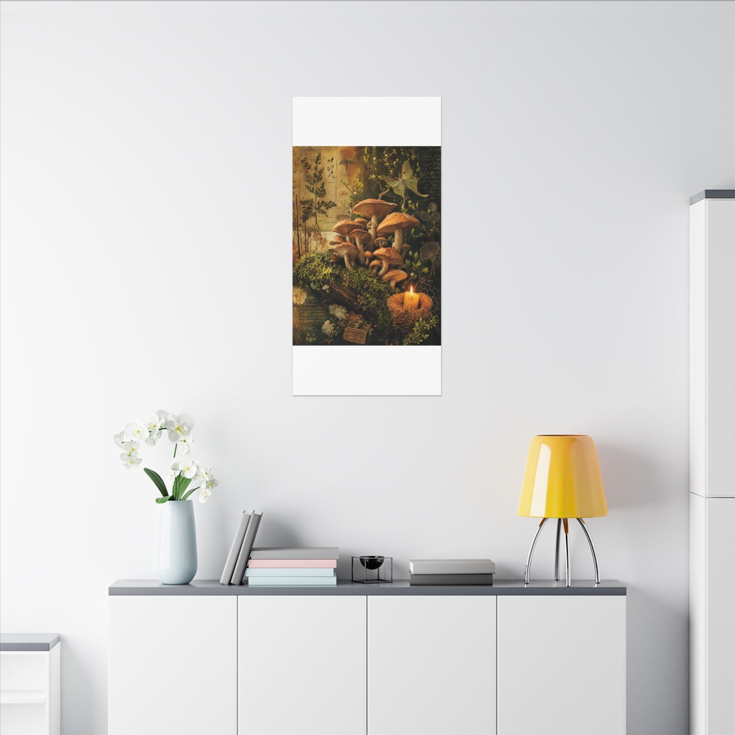 Spring Wild Mushrooms Herbarium Canvas Art | Earthy Decor