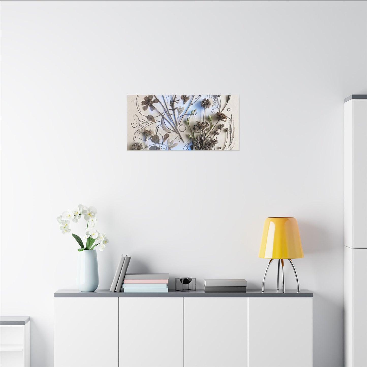 Dried Flowers Minimal Line Canvas Art | Elegant Japandi Art