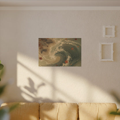 Japandi Ocean Wave in Candlelight | Japanese Pattern Canvas Art