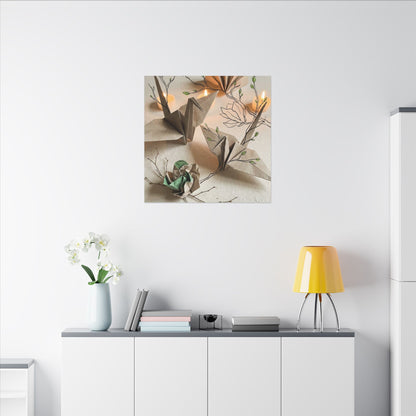 Paper Fold Spring Canvas Art | Japandi Earthy Design