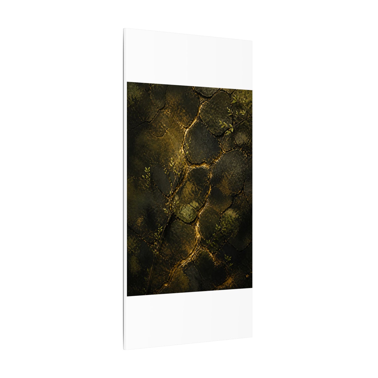 Shibui Cracked Earth Canvas Art - Dark Japandi Dark Texture