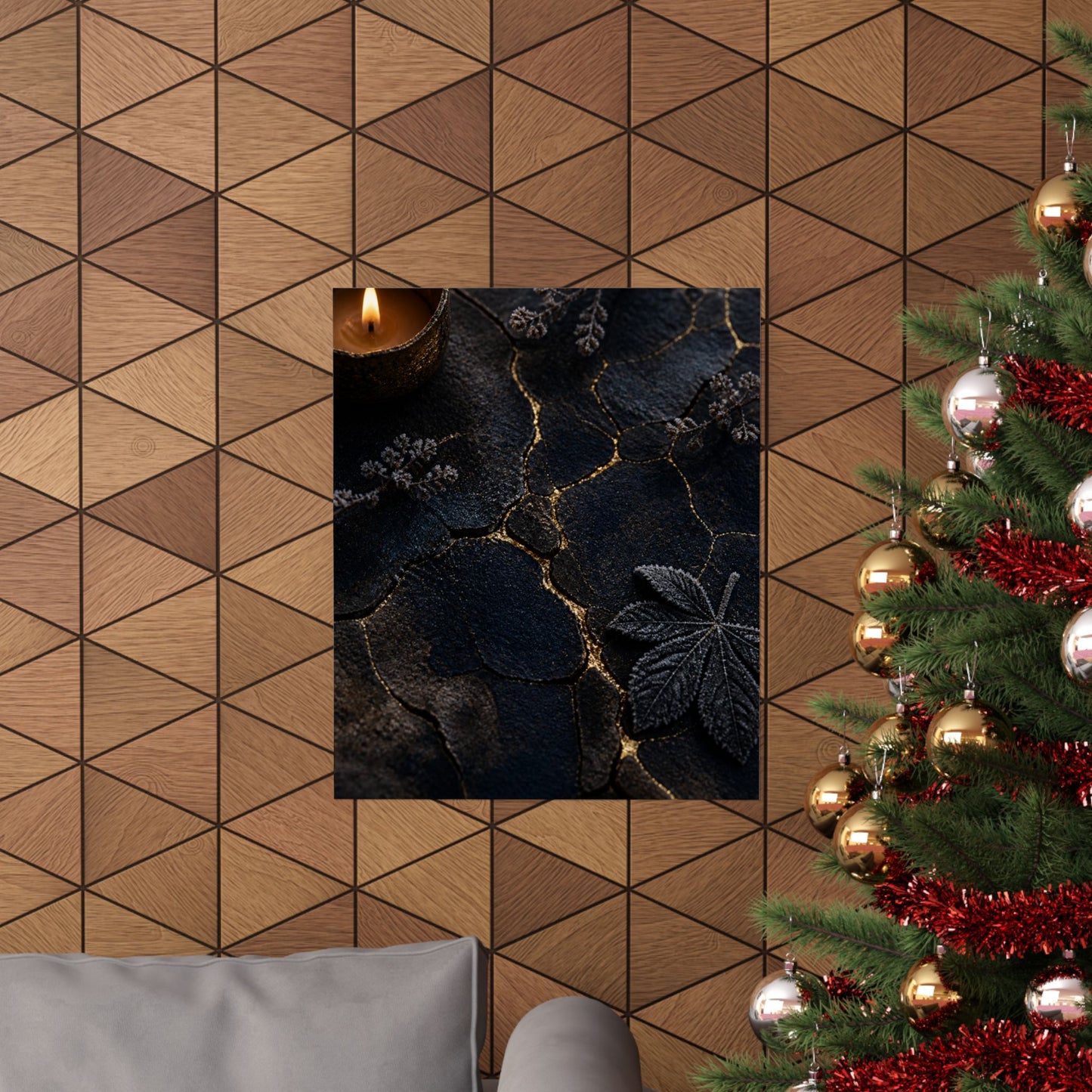 Luxurious Cracked Earth Wall Art Print - Moody Minimal Dark Japandi