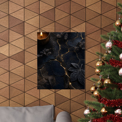 Luxurious Cracked Earth Wall Art Print - Moody Minimal Dark Japandi
