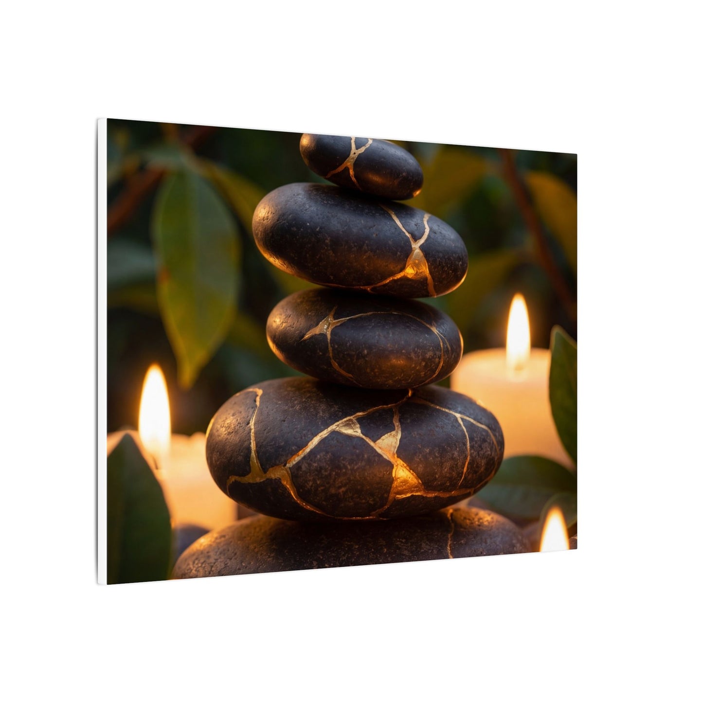 Summer River Stones Gold Vein Canvas Art | Philosophical Decor