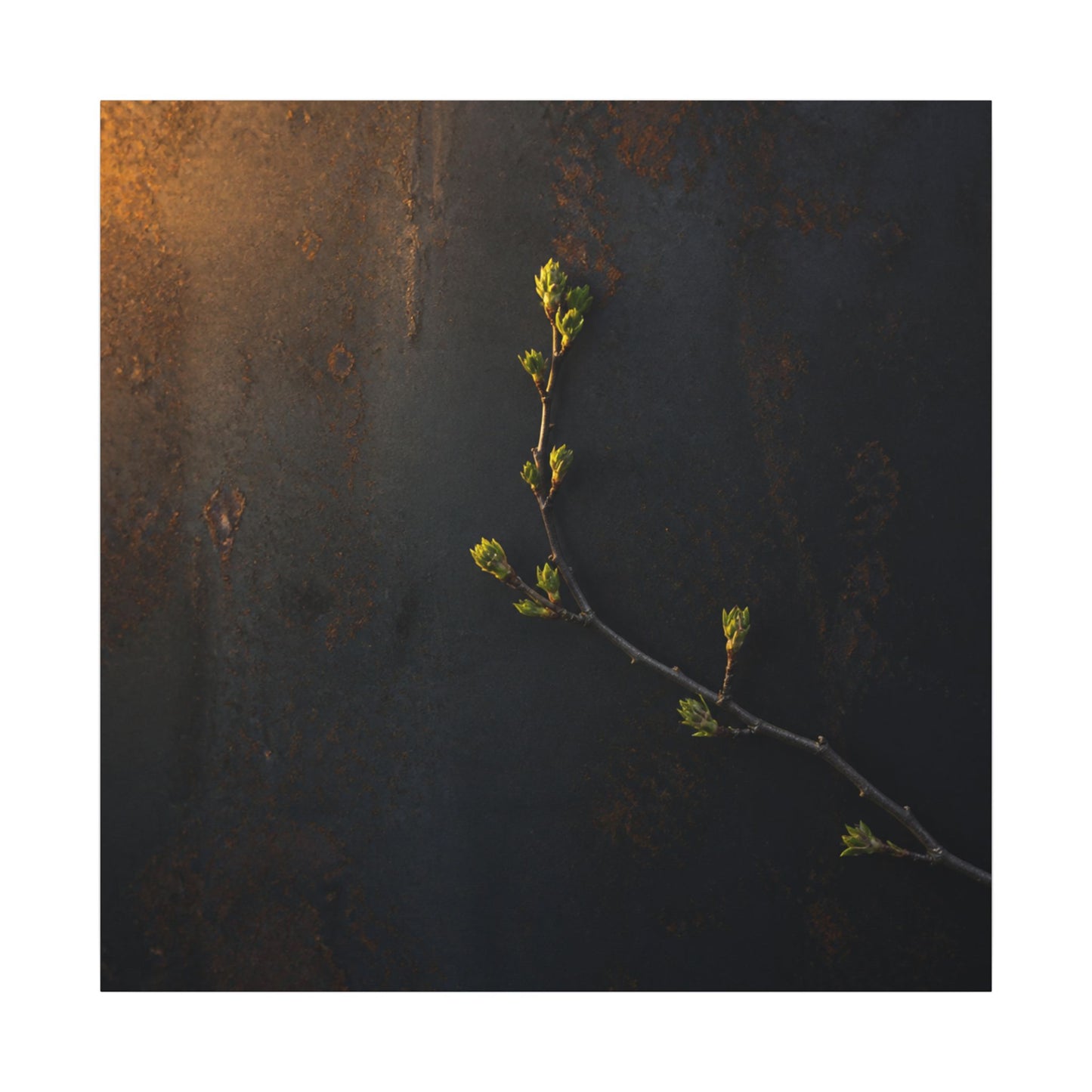Dark Japandi Rust Patina in Golden Hour | Moody Minimal Canvas Art