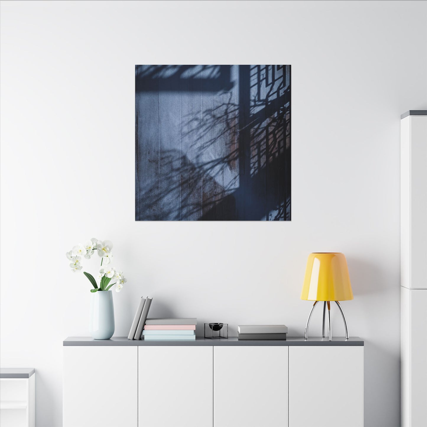 Shadow Play Moody Minimal Canvas Art | Moody Dark Japandi Art