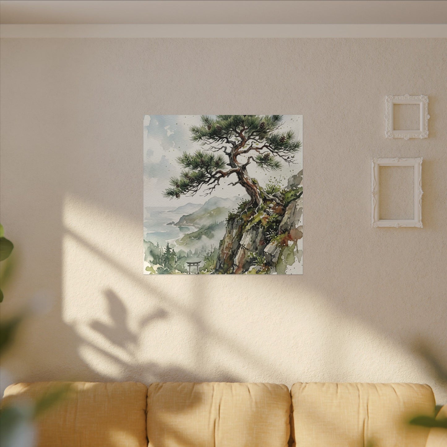 Pine Tree Spring Canvas Art | Japandi Neutral Design