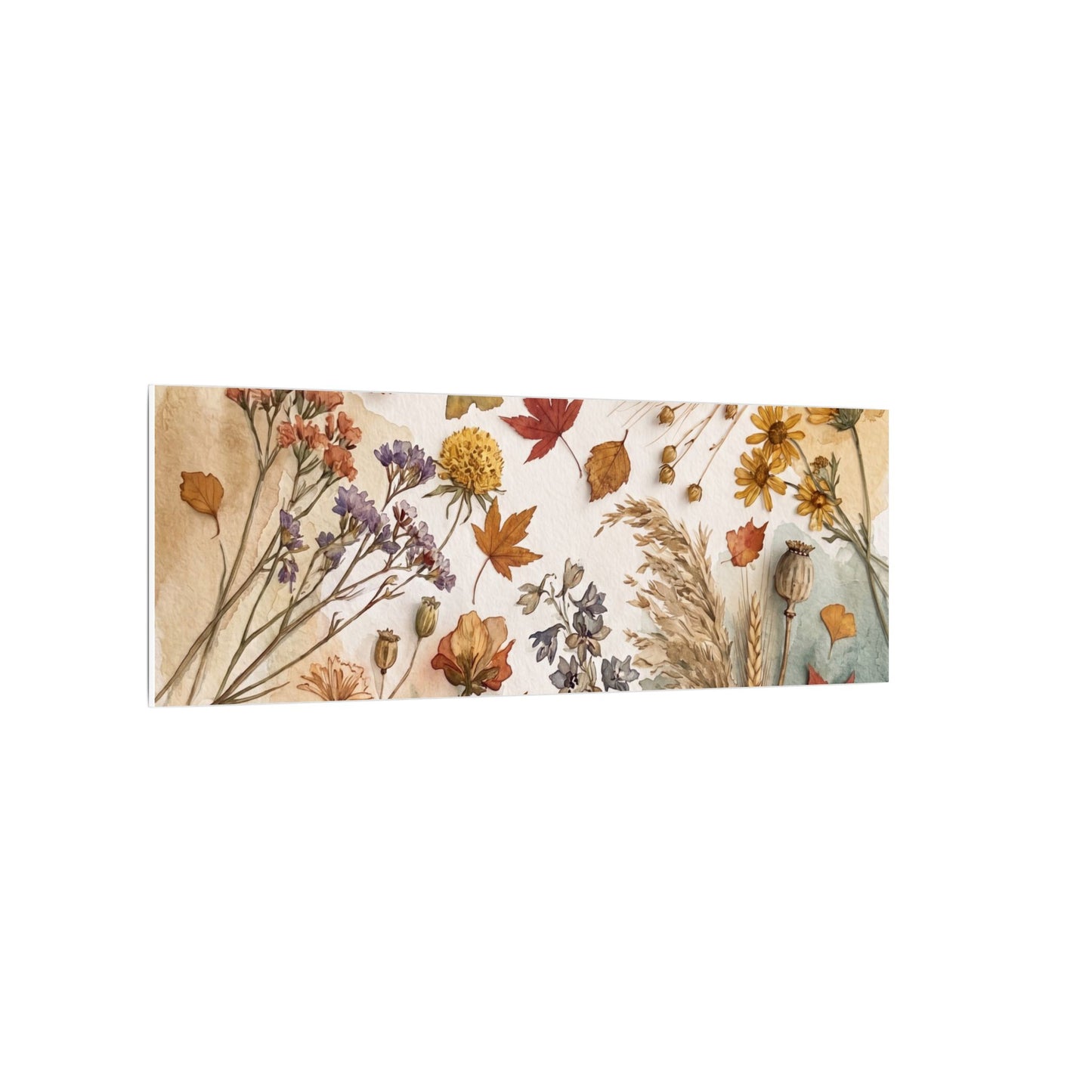 Dried Flowers Canvas Art | Autumn Japandi Watercolor Art