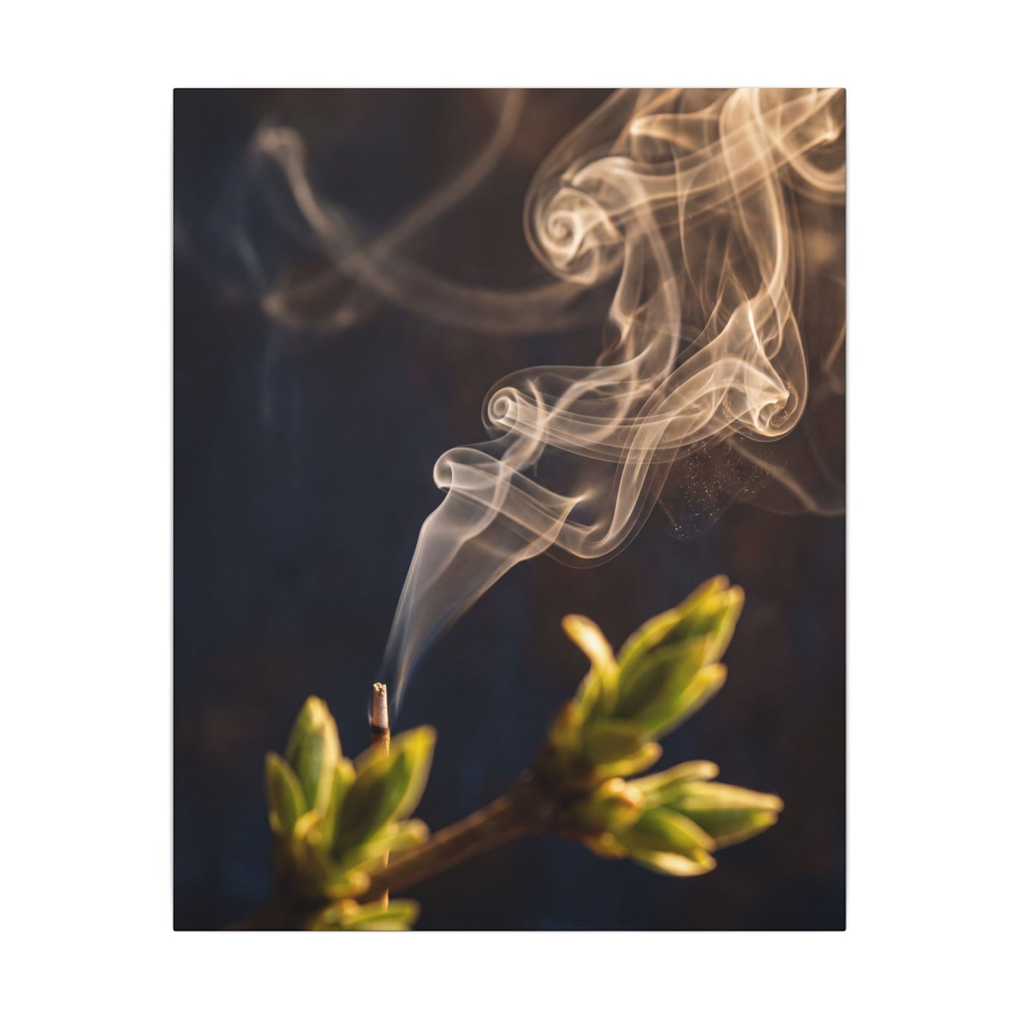 Golden Hour Incense Smoke Canvas Art - Dark Japandi Kanso Art Print