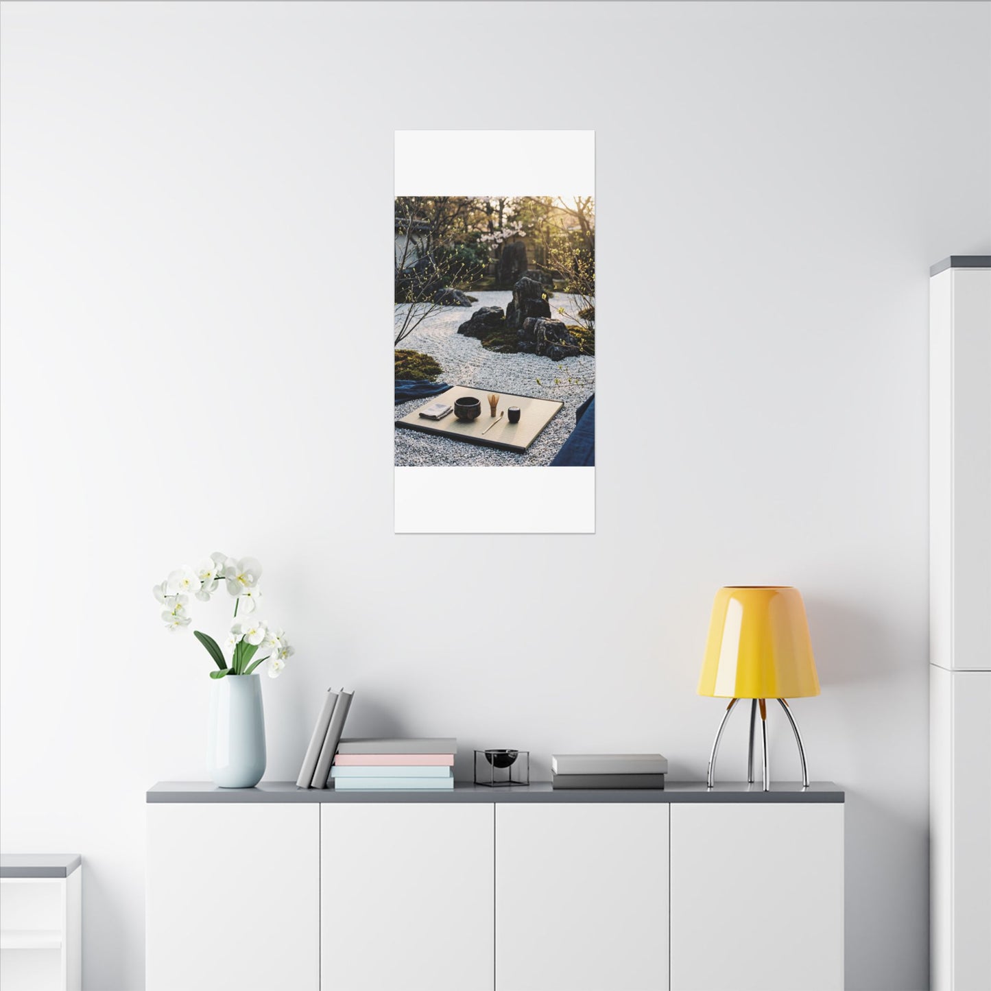 Zen Tea Ceremony in Golden Hour | Karesansui Canvas Art