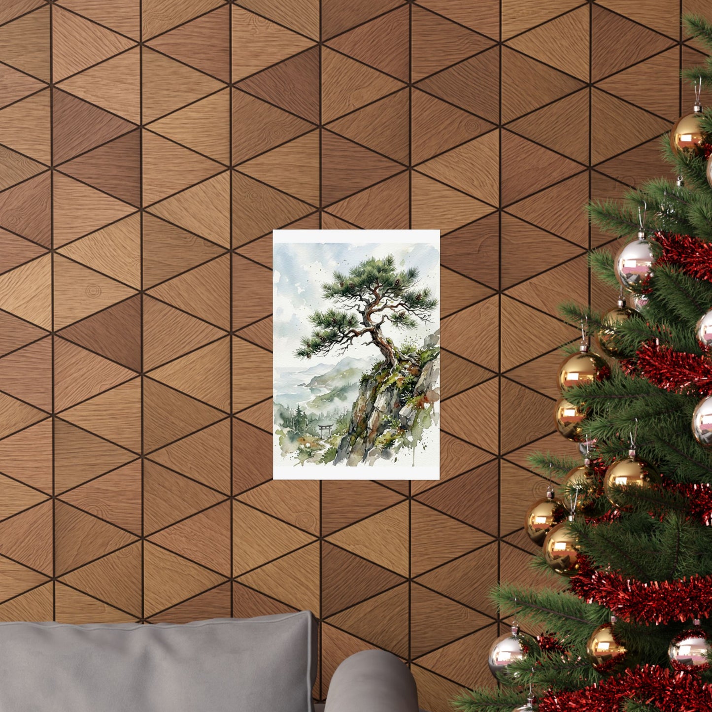 Pine Tree Wall Art Print | Spring Japandi Watercolor Art