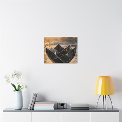 Kintsugi Paper Fold in Golden Hour | Gold Repair Canvas Art
