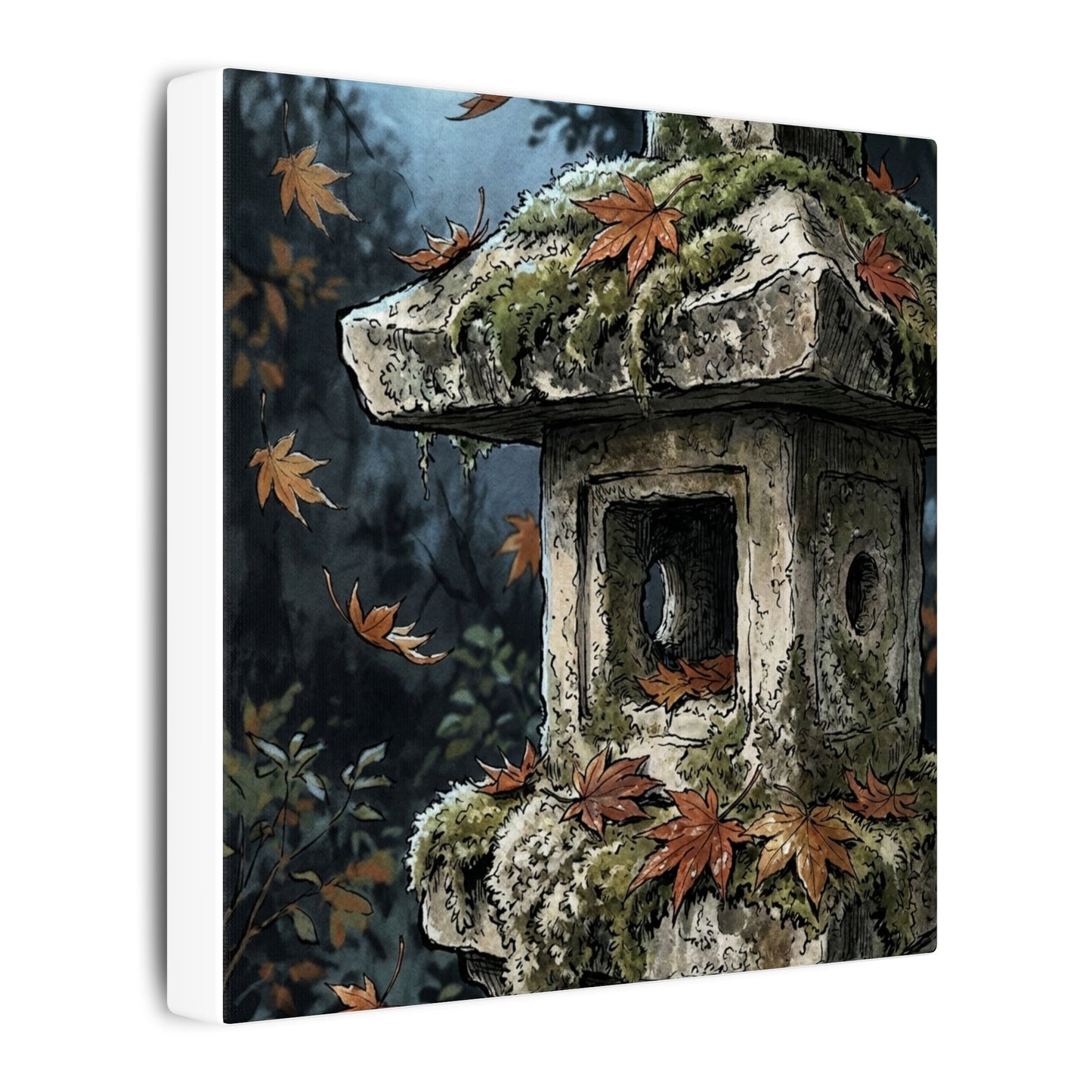 Shibui Stone Lantern Canvas Art - Japandi Minimal Line
