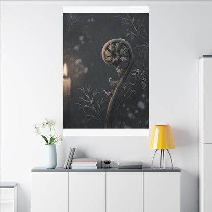 Candlelight Fern Unfurling Canvas Art - Japandi Ma