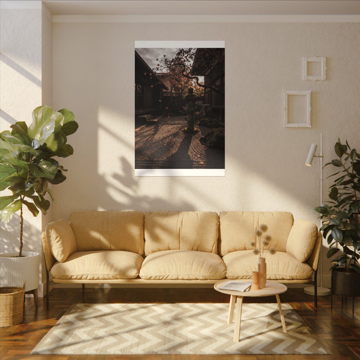 Seijaku Stone Lantern Canvas Art - Dark Japandi Shadow Zen