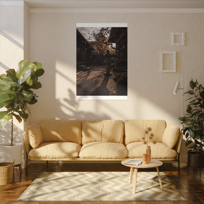 Seijaku Stone Lantern Canvas Art - Dark Japandi Shadow Zen
