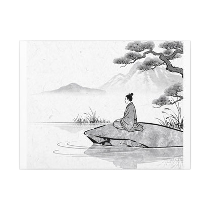 Meditation Harmonious Zen Ukiyo-e Canvas Art | Meditation Harmonious Ukiyo E Inspired Art Print