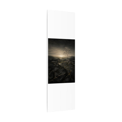 Dawn Cracked Earth Canvas Art - Dark Japandi Mono No Aware