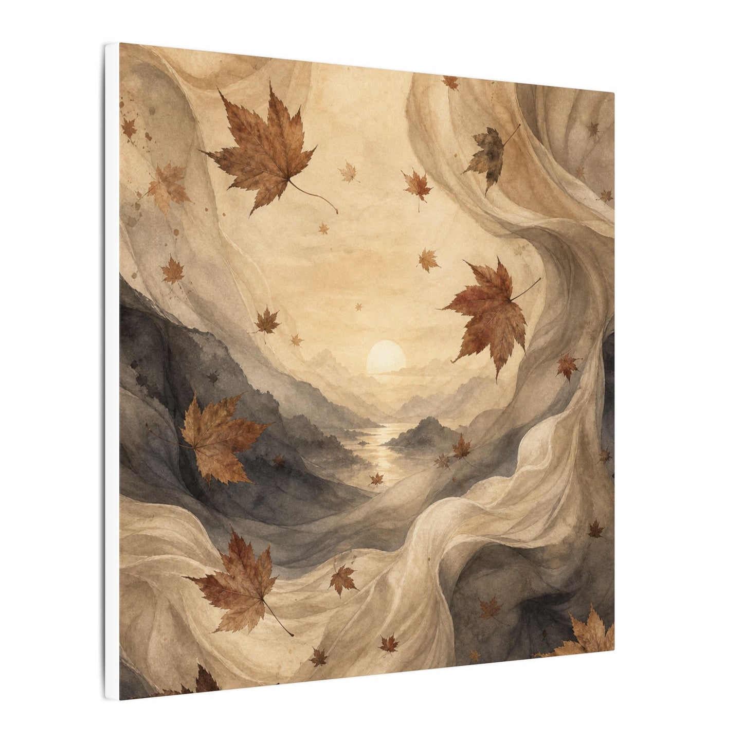 Autumn Silk Drape Watercolor Canvas Art | Earthy Decor