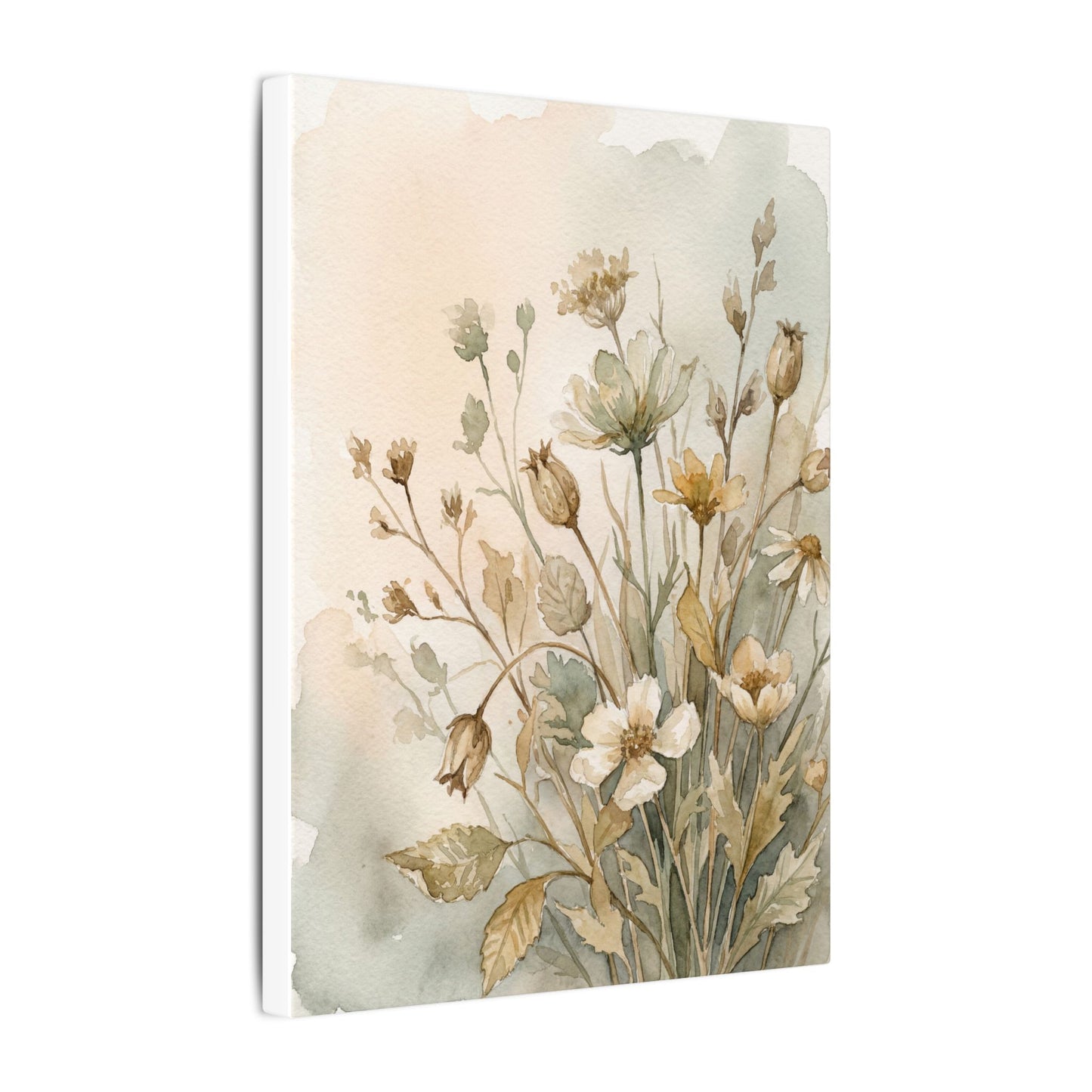 Summer Dried Flowers Watercolor Canvas Art | Elegant Decor