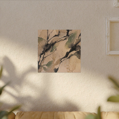 Japandi Shadow Play in Golden Hour | Watercolor Canvas Art