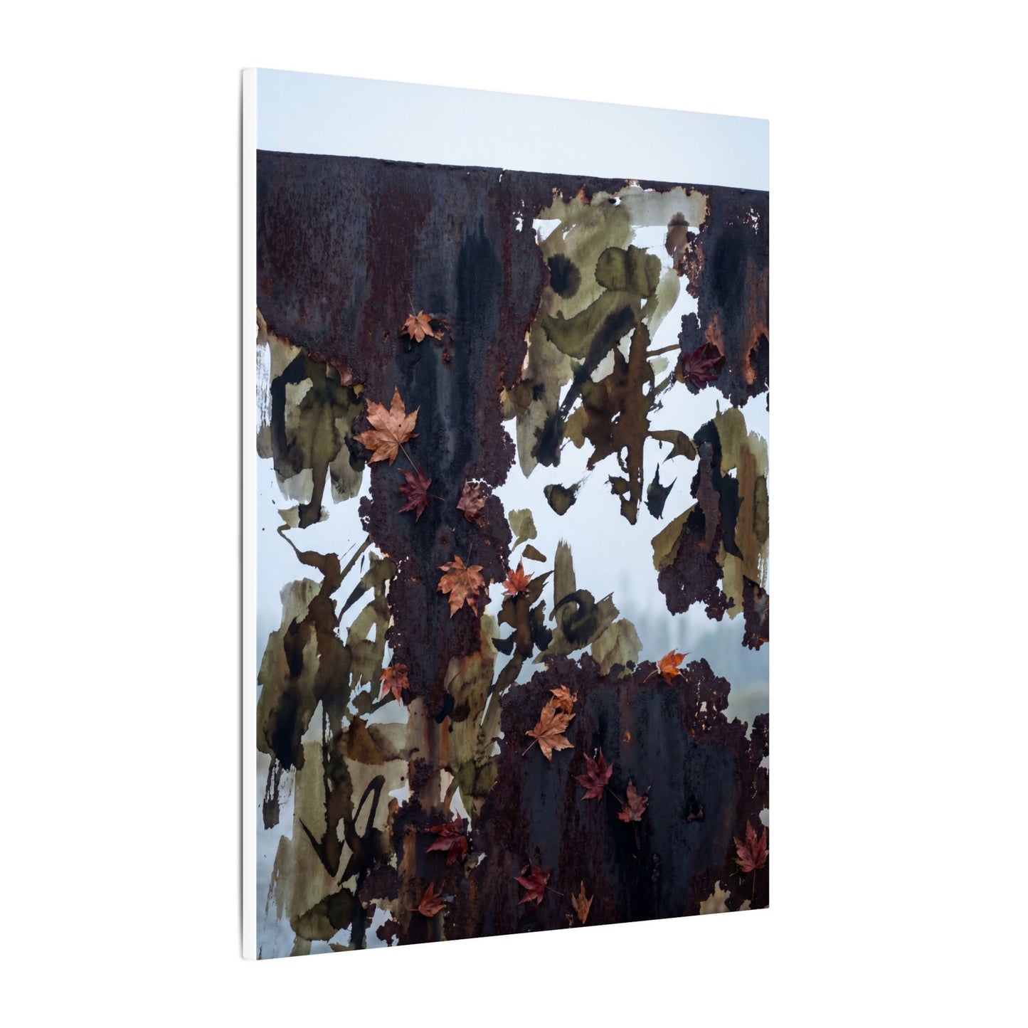 Rust Patina Charcoal Ink Canvas Art | Sophisticated Dark Japandi Art