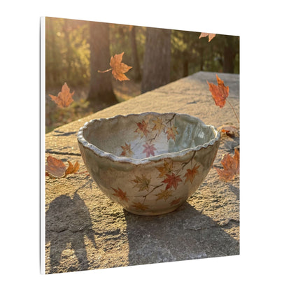 Japandi Ceramic Bowl in Golden Hour | Japanese Pattern Canvas Art