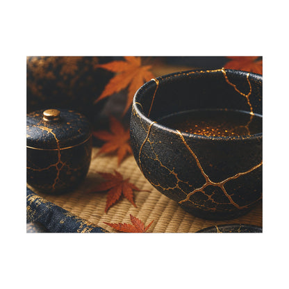 Seijaku Tea Ceremony Canvas Art - Kintsugi Gold Repair