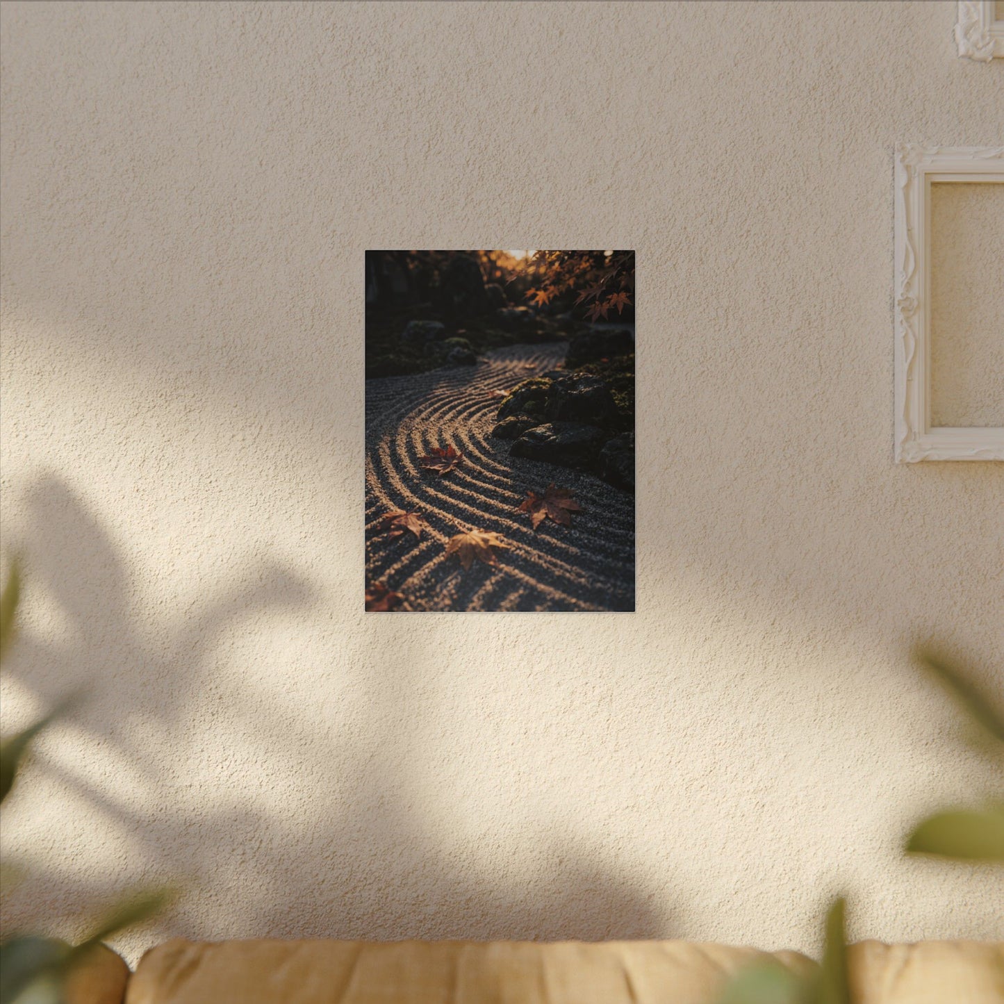 Rock Garden Moody Minimal Canvas Art | Bold Dark Japandi Art