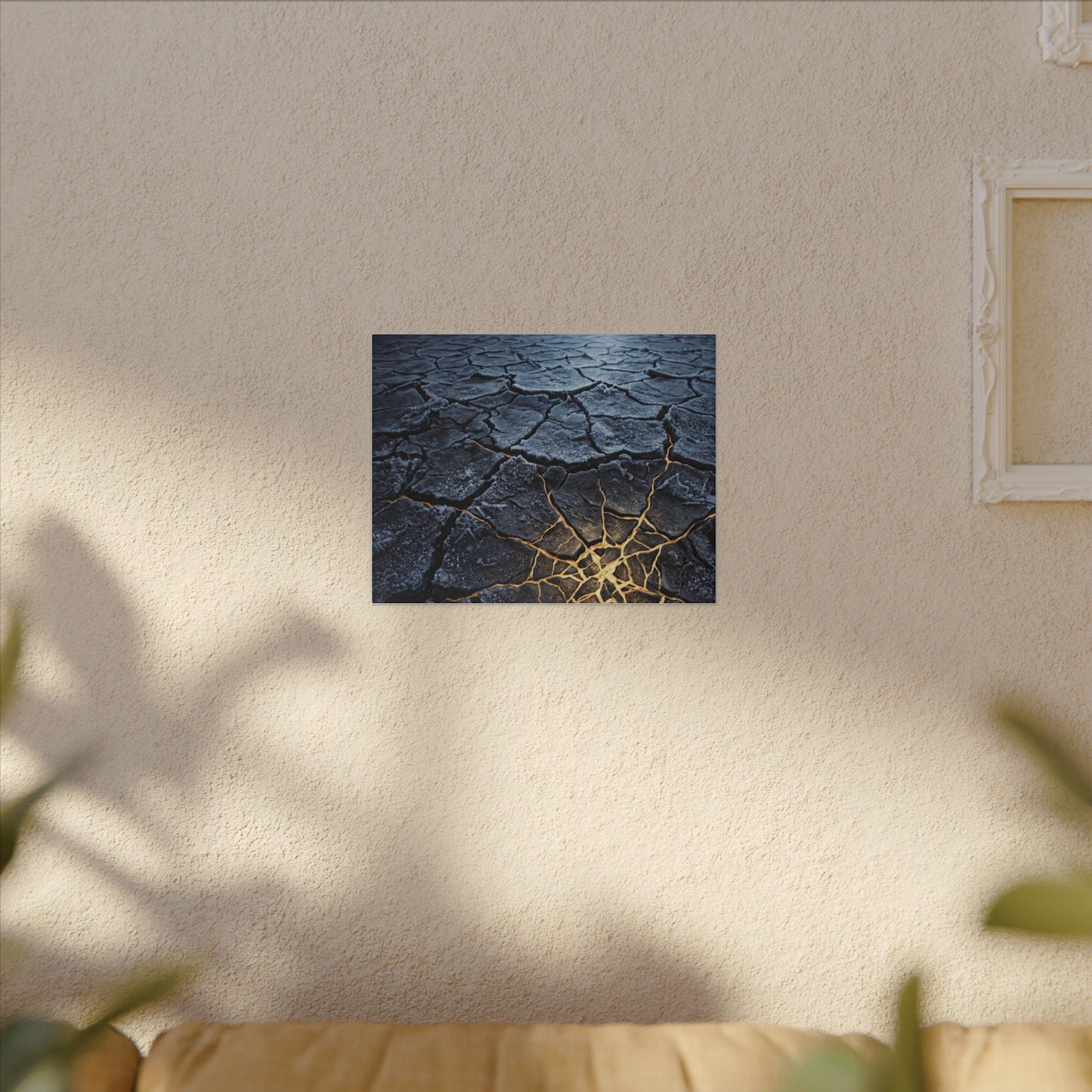 Moonlight Cracked Earth Canvas Art - Kintsugi Mono No Aware