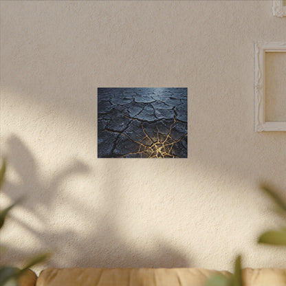 Moonlight Cracked Earth Canvas Art - Kintsugi Mono No Aware