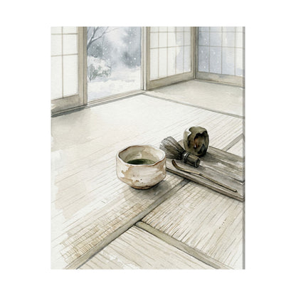 Japandi Tea Ceremony in Overcast | Watercolor Wall Art Print