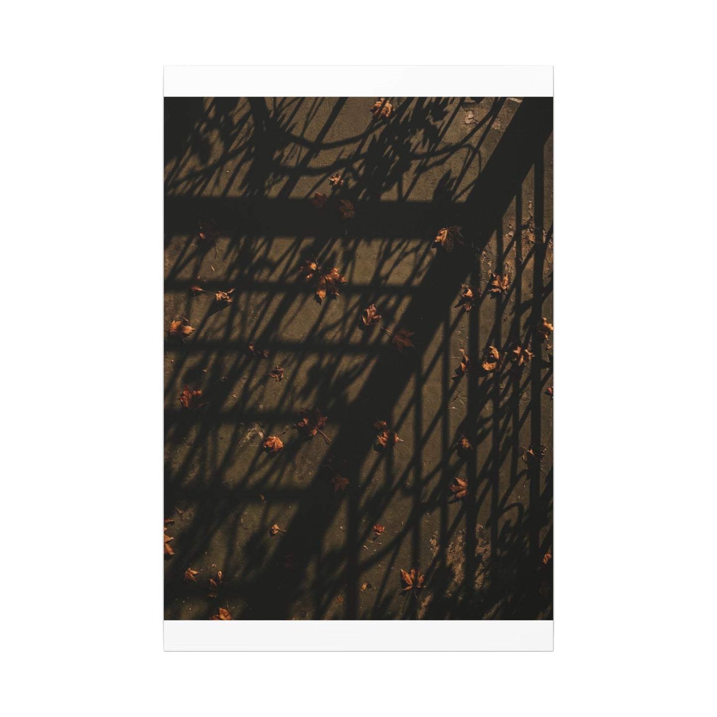 Shadow Play Canvas Art | Autumn Dark Japandi Moody Minimal Art