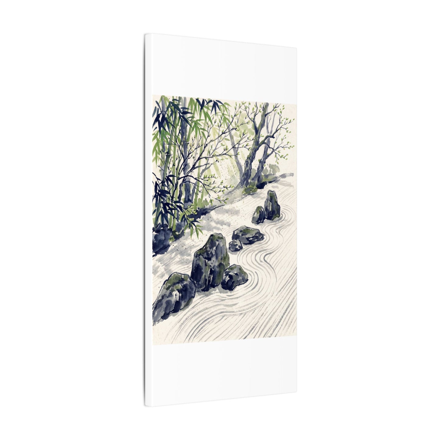 Dappled Rock Garden Canvas Art - Zen Mono No Aware