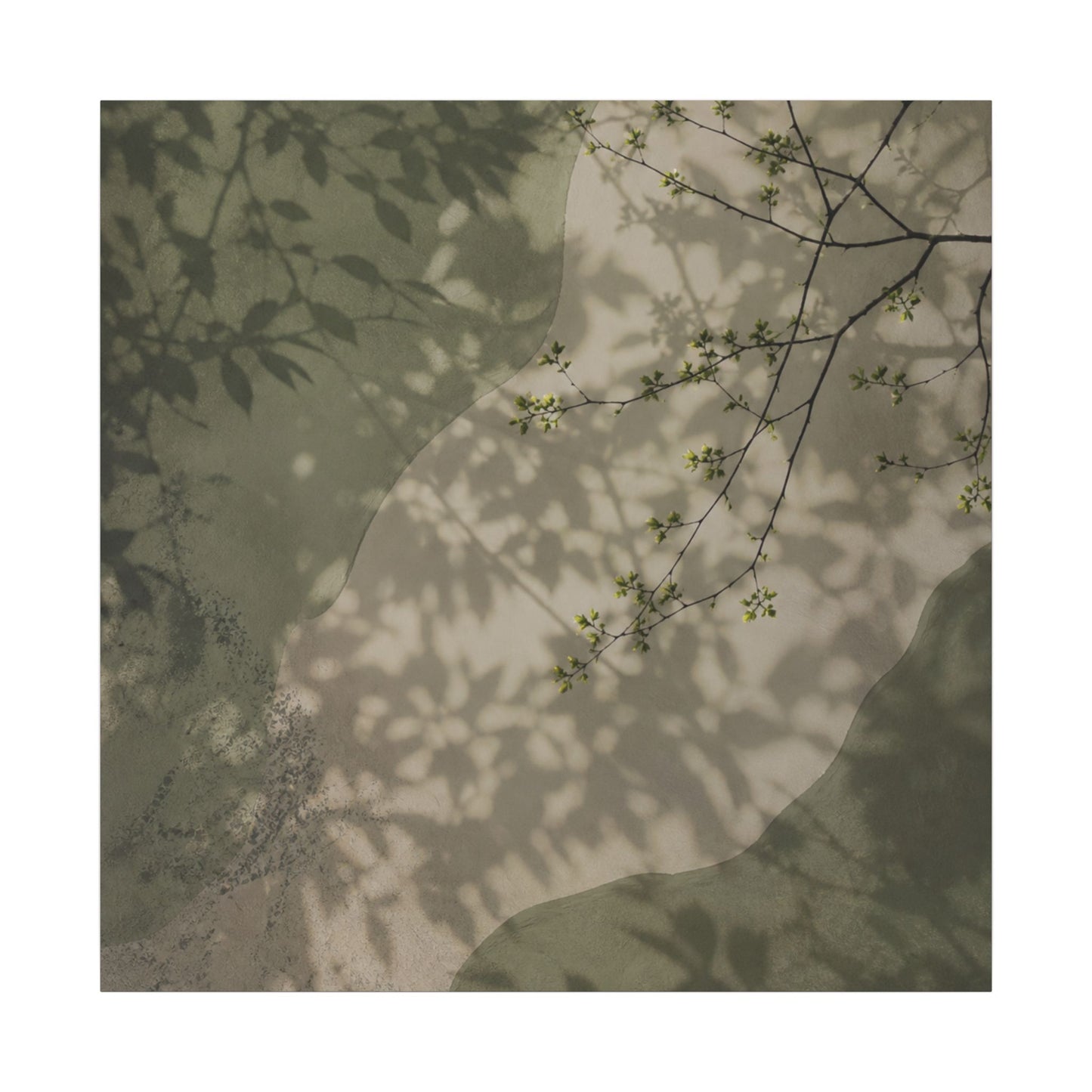 Neutral Shadow Play Canvas Art - Japanese Pattern Japandi