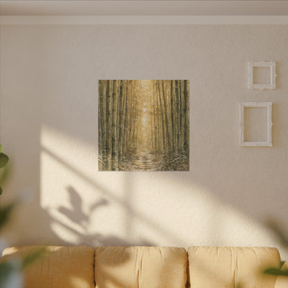 Bamboo Grove Winter Canvas Art | Japandi Elegant Design