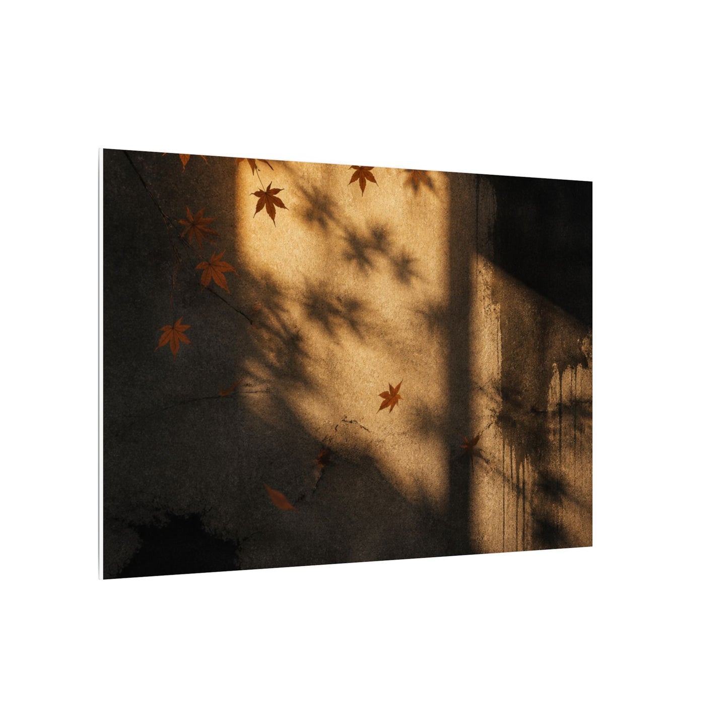 Shadow Play Canvas Art | Autumn Dark Japandi Charcoal Ink Art