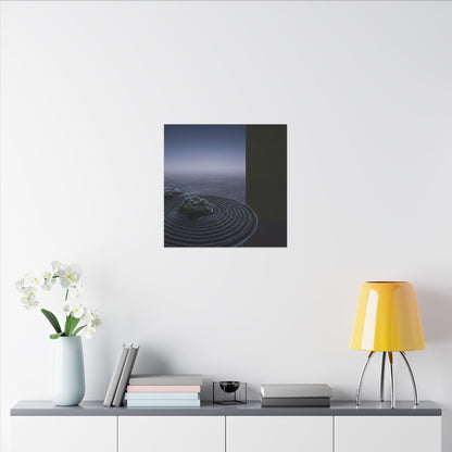 Ma Rock Garden Canvas Art - Dark Japandi Moody Minimal