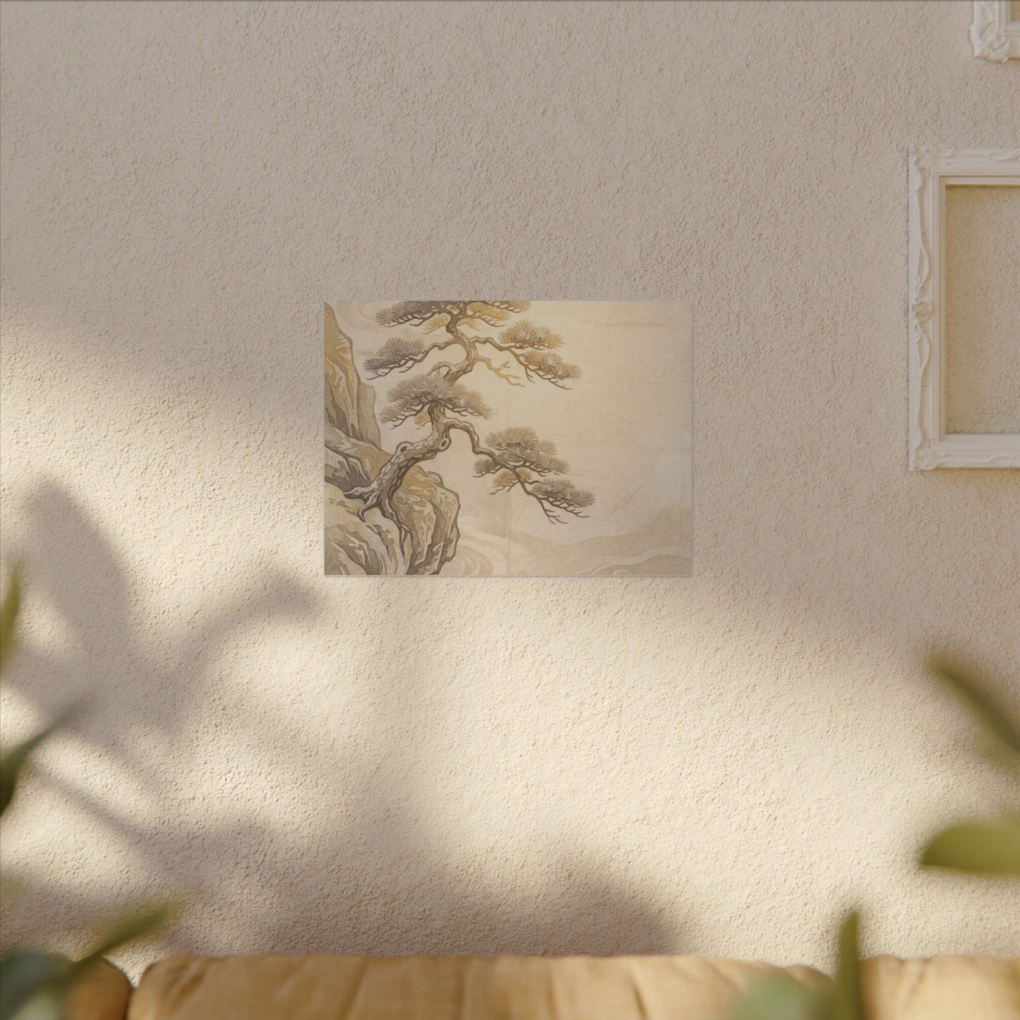 Winter Pine Tree Japanese Pattern Canvas Art | Elegant Decor