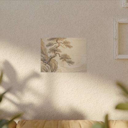 Winter Pine Tree Japanese Pattern Canvas Art | Elegant Decor