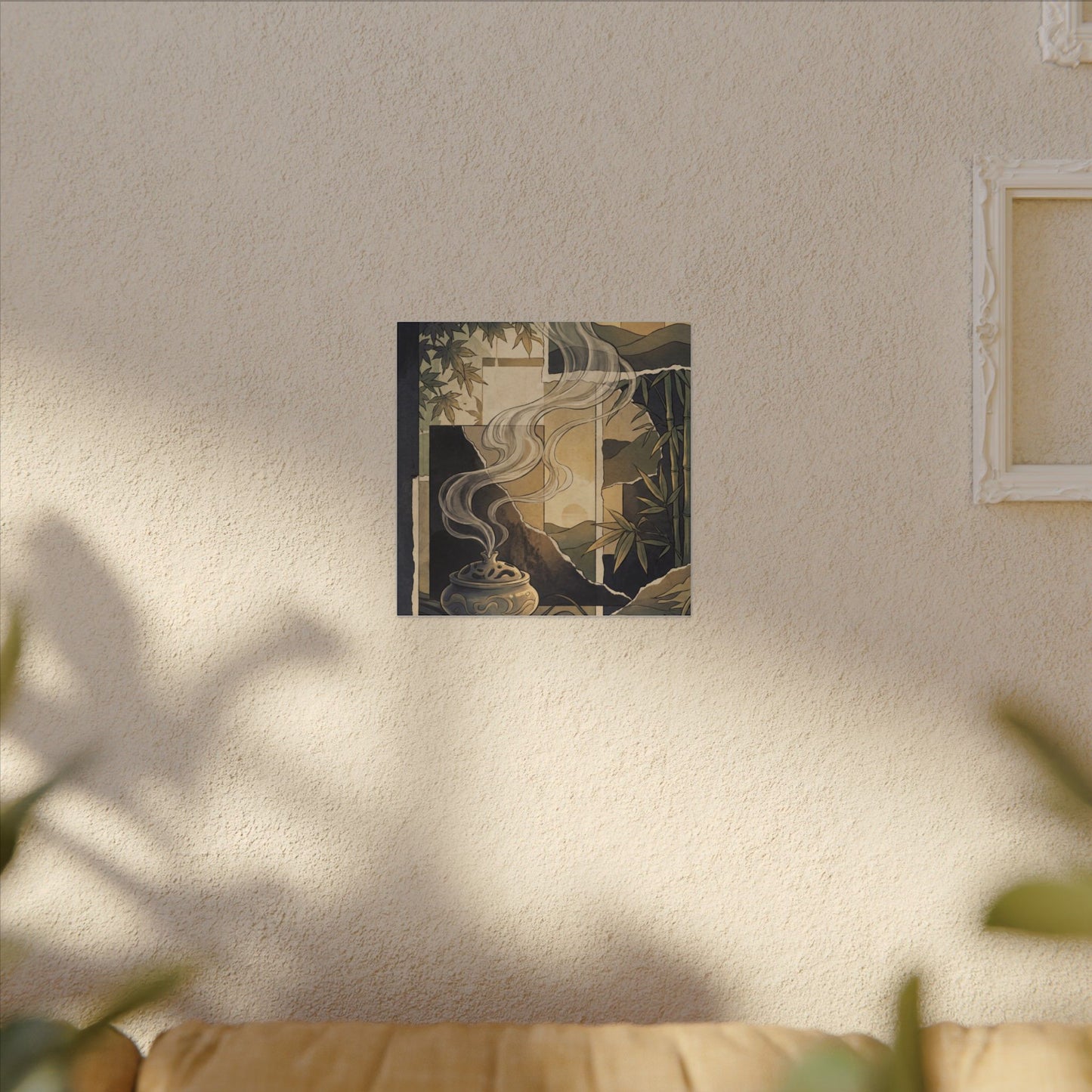 Tranquil Incense Smoke Canvas Art - Ukiyo E Inspired Zen