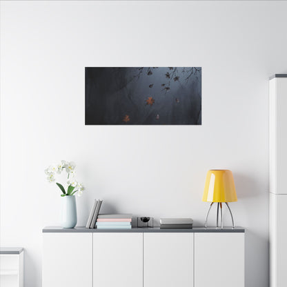 Autumn Cherry Blossom Charcoal Ink Canvas Art | Atmospheric Decor