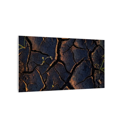 Cracked Earth Moody Minimal Canvas Art | Luxurious Dark Japandi Art