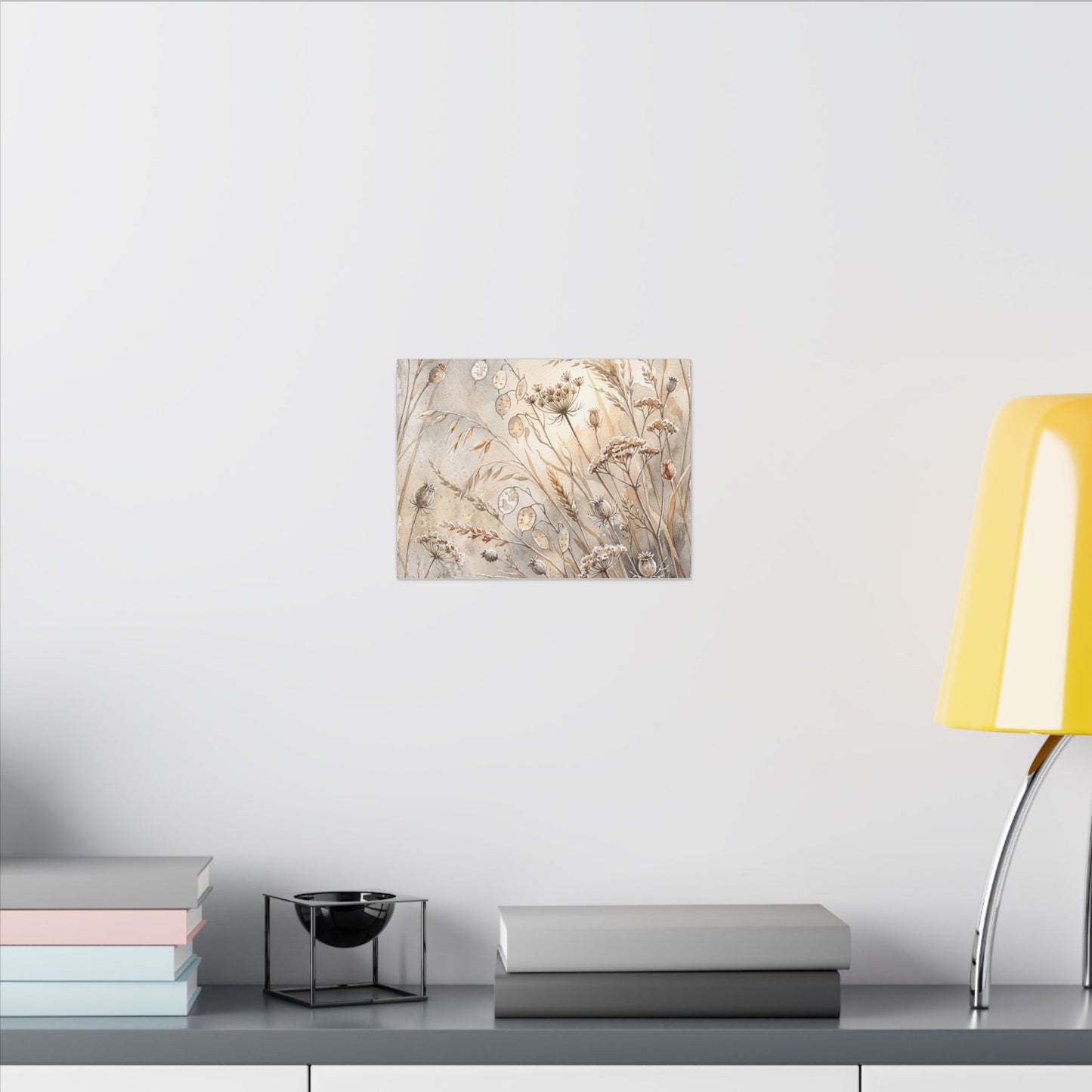 Winter Dried Flowers Watercolor Canvas Art | Warm Decor