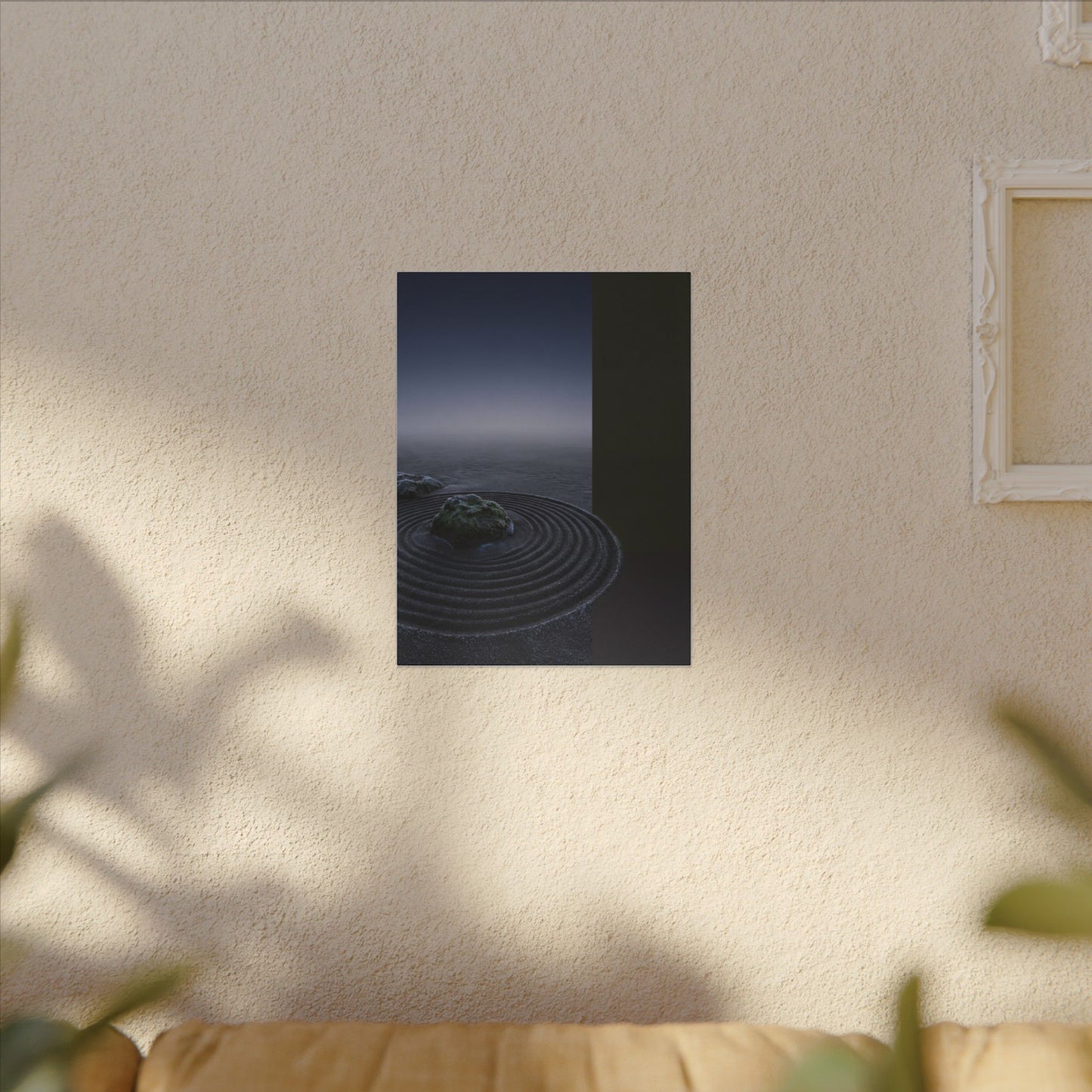 Ma Rock Garden Canvas Art - Dark Japandi Moody Minimal