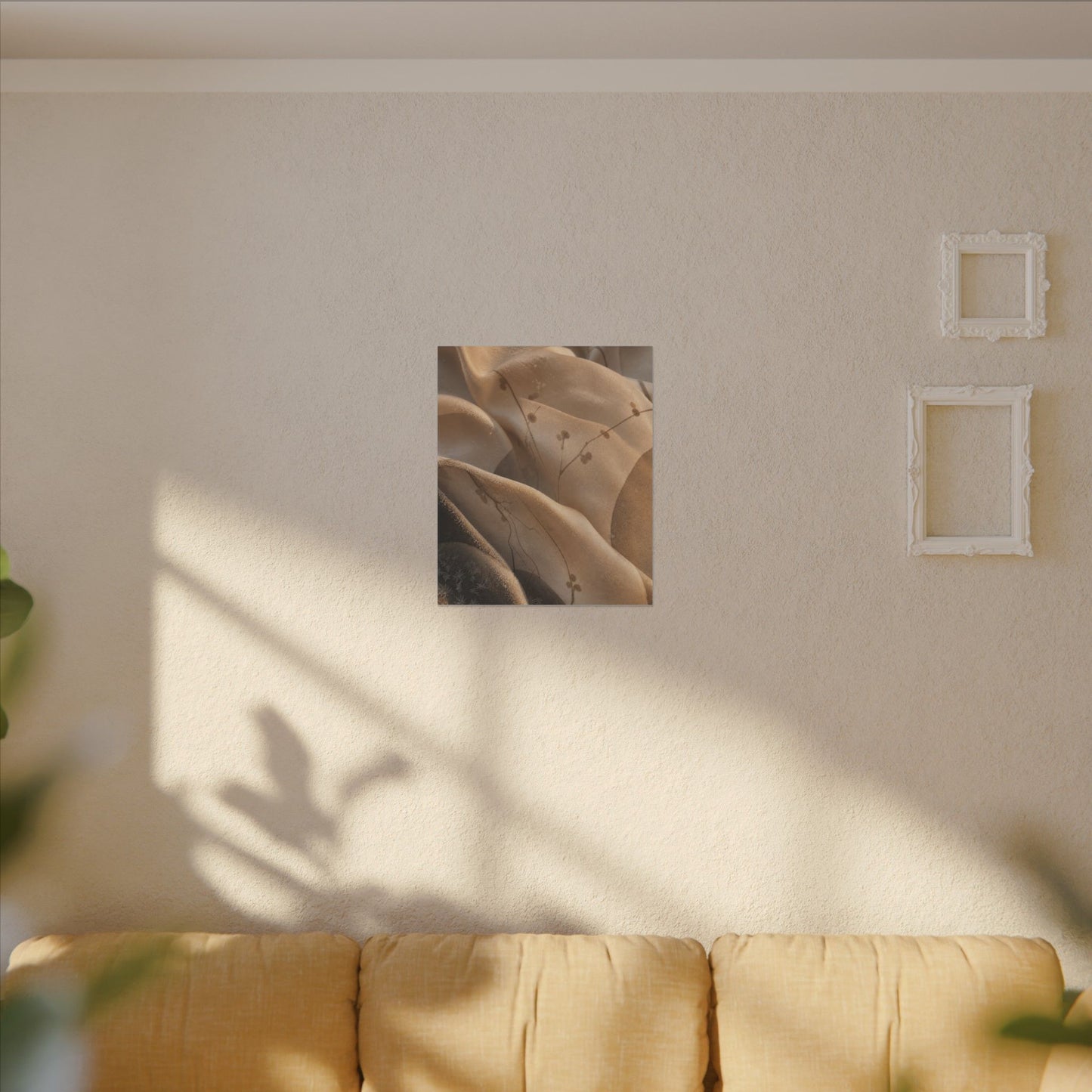 Japandi Silk Drape in Golden Hour | Japanese Pattern Canvas Art