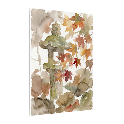 Stone Lantern Watercolor Canvas Art | Earthy Japandi Art