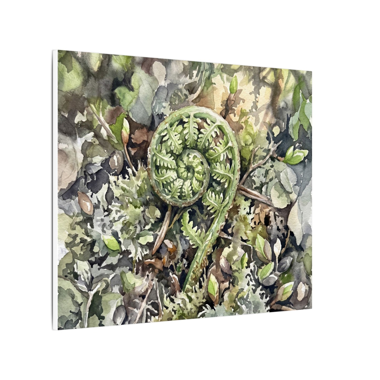 Fern Unfurling Spring Canvas Art | Japandi Neutral Design